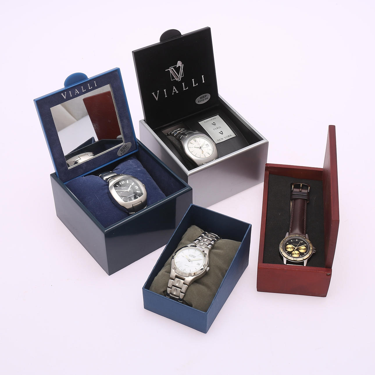 WRIST WATCH, 4 pcs, quartz, Vialli, Petroff, Giovani.