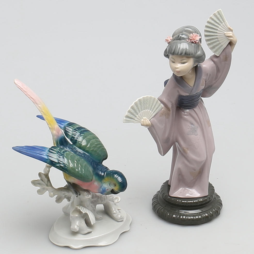 FIGURINER i porslin 3 st, Bl a Lladro och Bing&Gröndahl.