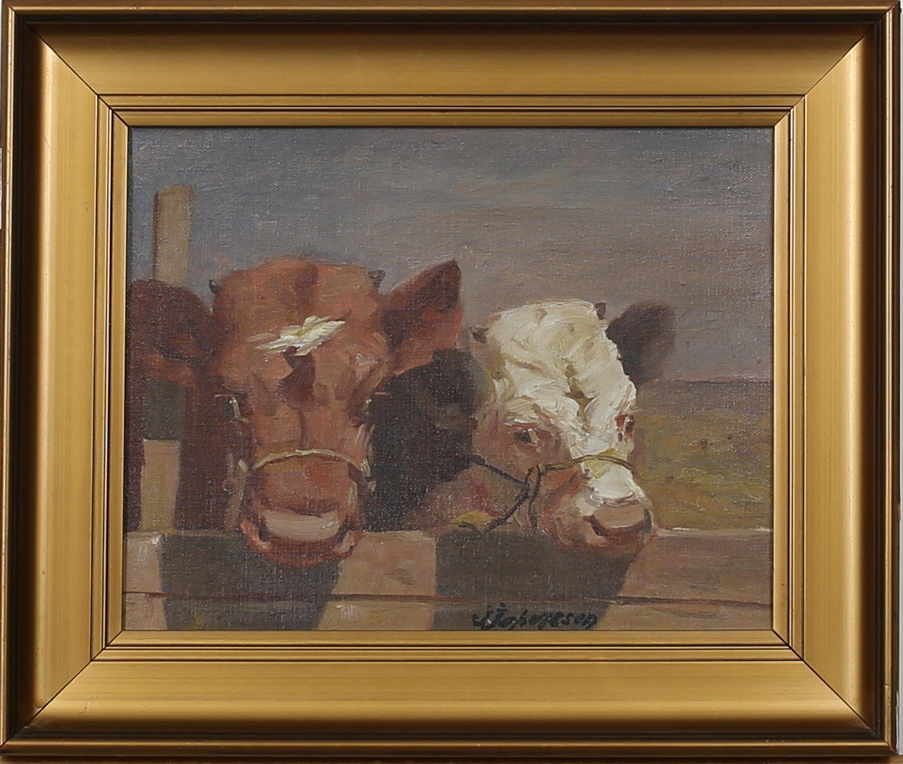 OIDENTIFIERAD KONSTNÄR. Kor. Olja på pannå. Signerad J Johansson.