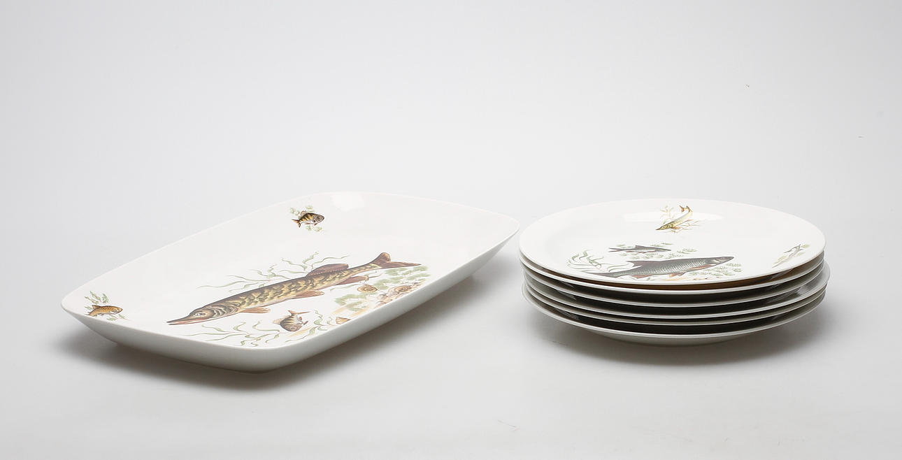 FISKSERVIS, 7 delar, Rörstrand.