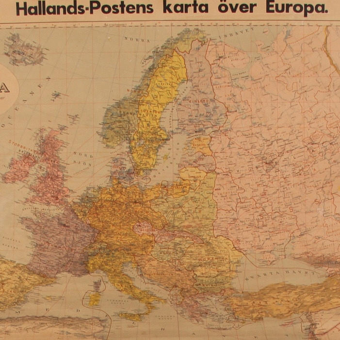 MAP, Hallandsposten's map of Europe, 1939.