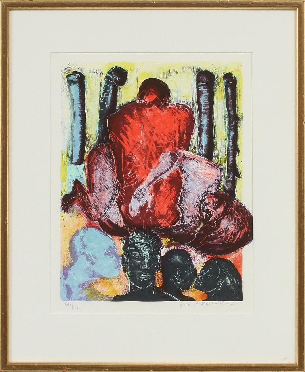 EVA ZETTERWALL. Figurkomposition, litografi, sign o num 244/250.