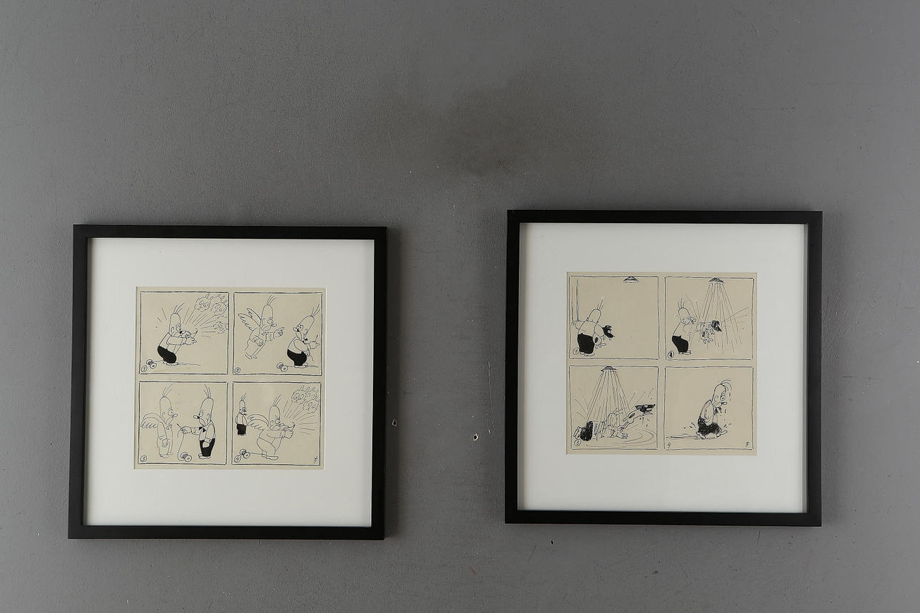 OSCAR JACOBSSON. Ink drawings, 2 pcs, Adamson.