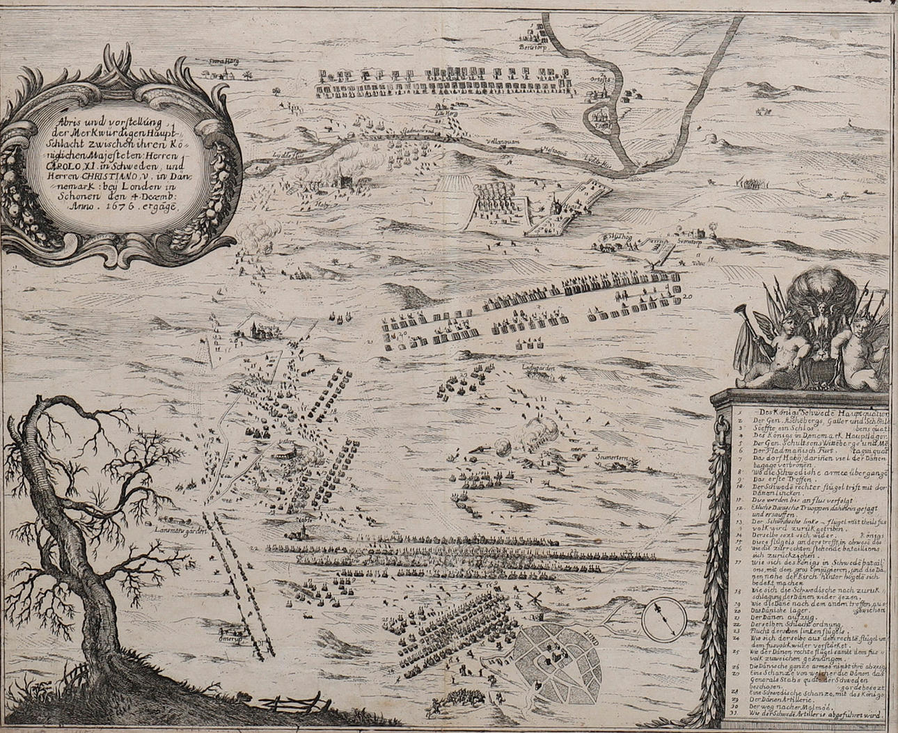 ANTIK KARTA, SLAGET VID LUND 1676.