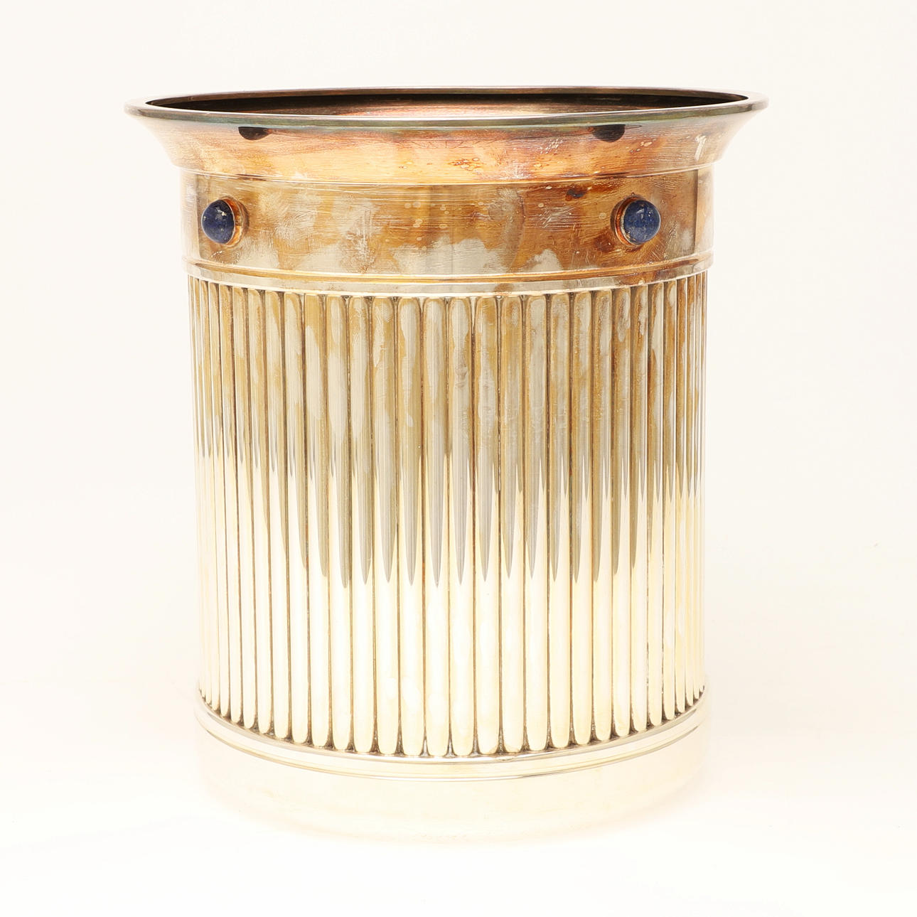 Cartier, Champagnerkübel / Sektkühler, versilbert, Lapislazuli, Frankreich.