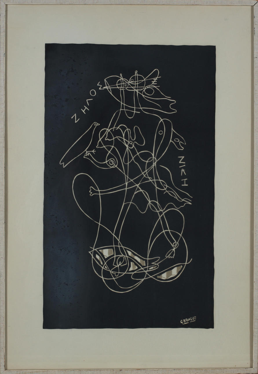 GEORGES BRAQUE. Efter. komposition, litografiskt tryck, signerat i trycket.