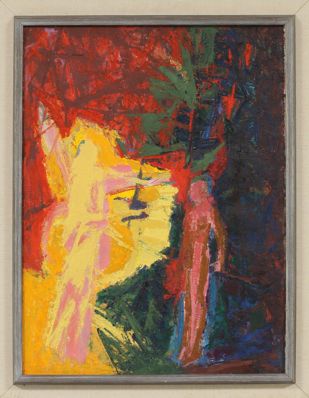 HERMANN TALVIK. TILLSKRIVEN. Komposition med figur, olja på duk.