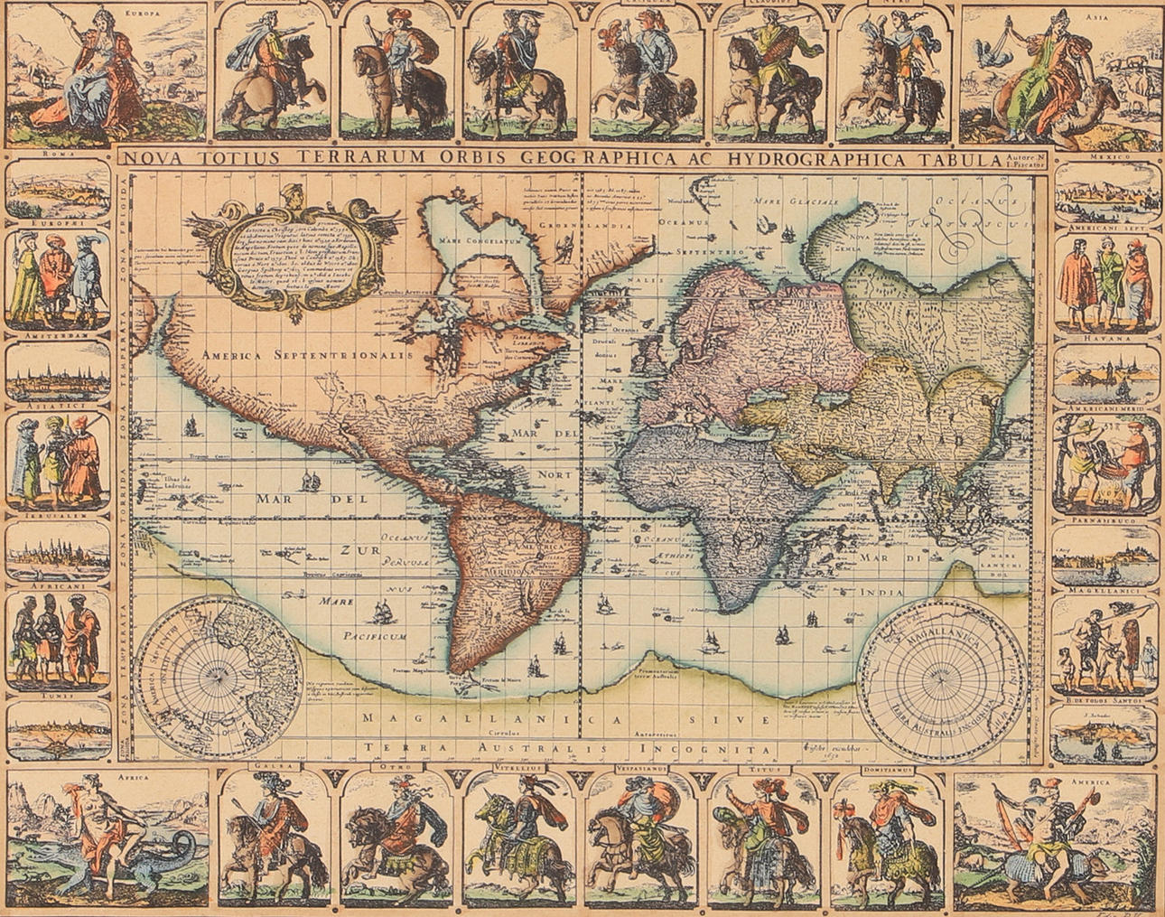 WORLD MAP, GRAVITY PRINT, 19TH CENTURY.