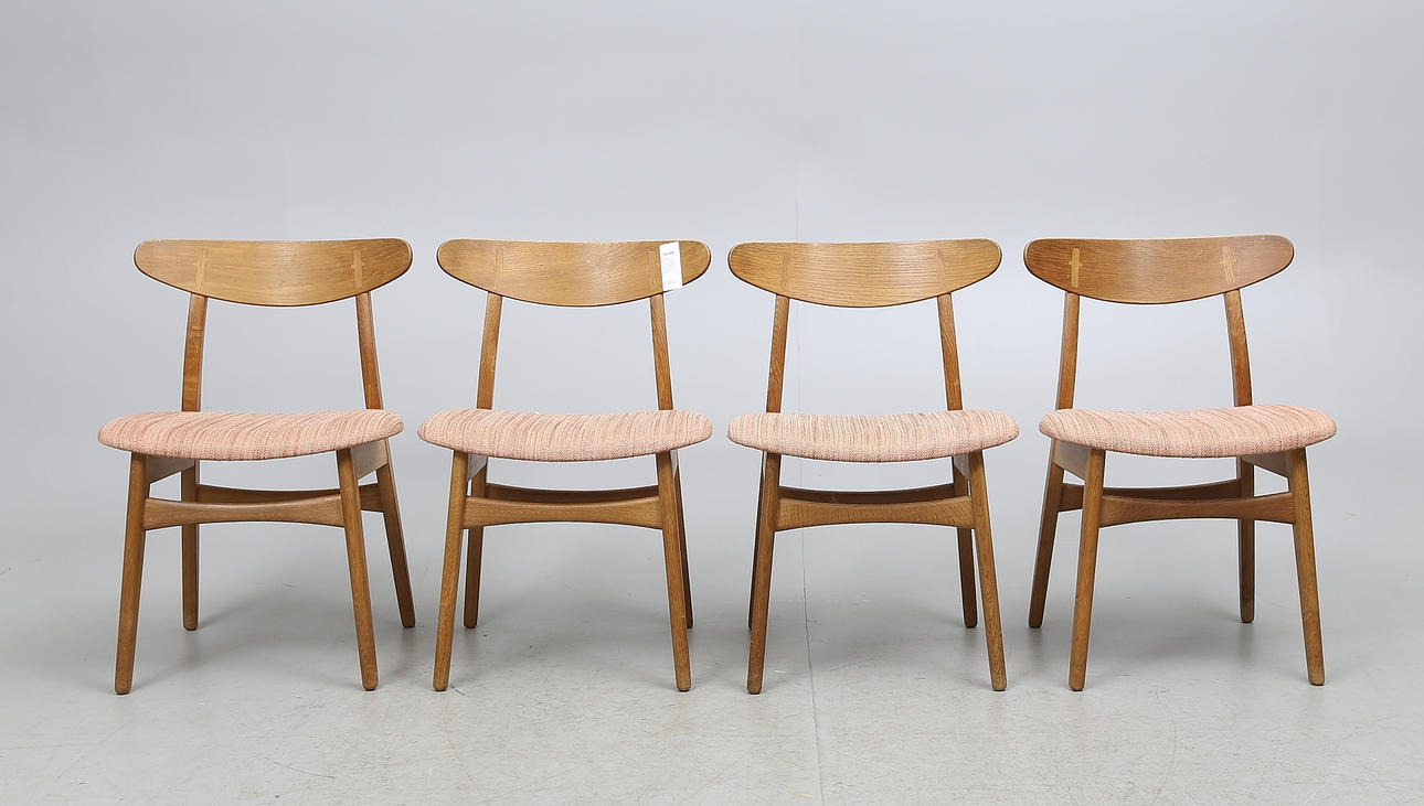STOLAR, 4 st, "CH-30", Hans J Wegner, Carl Hansen & Son , Odense, Danmark, 1950-60-tal.