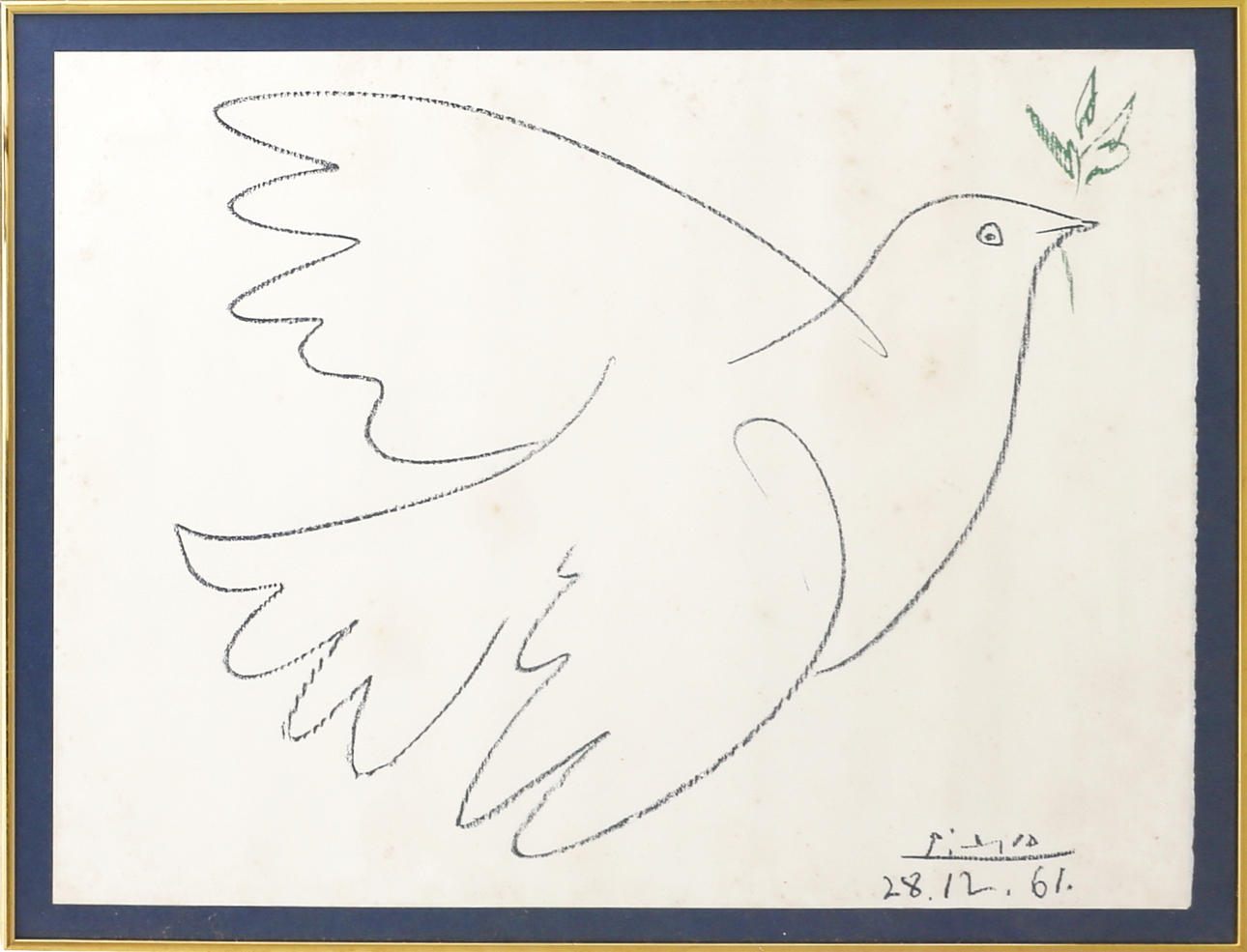 PABLO PICASSO. Noaks duva, Efter. Grafisk blad, signerad o daterad Picasso 61.