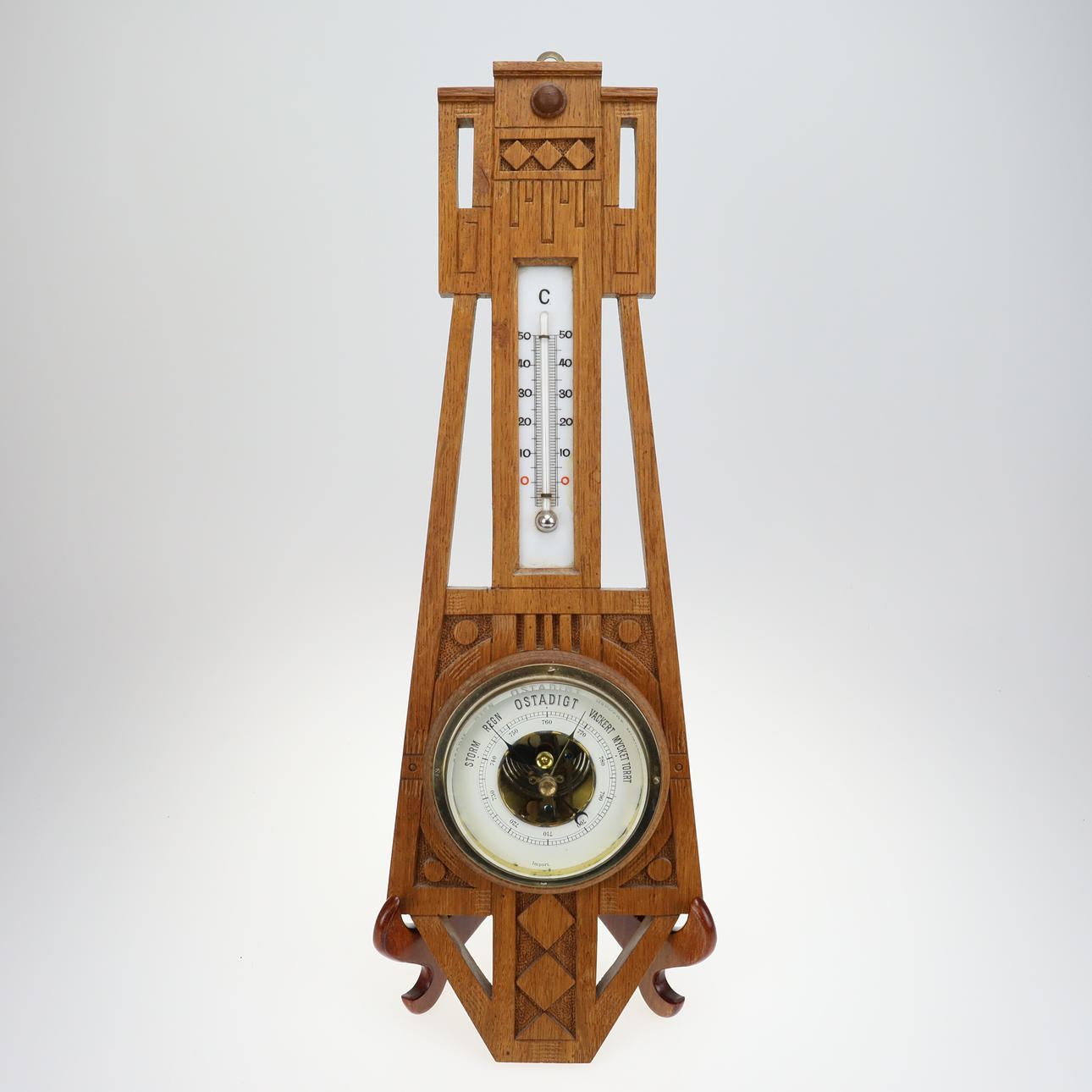 WANDBAROMETER, Eiche, Jugendstil.
