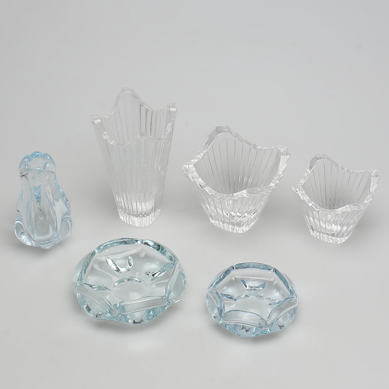 PARTI GLAS. 6 st. Bla. Vicke Lindstrand, Orrefors.