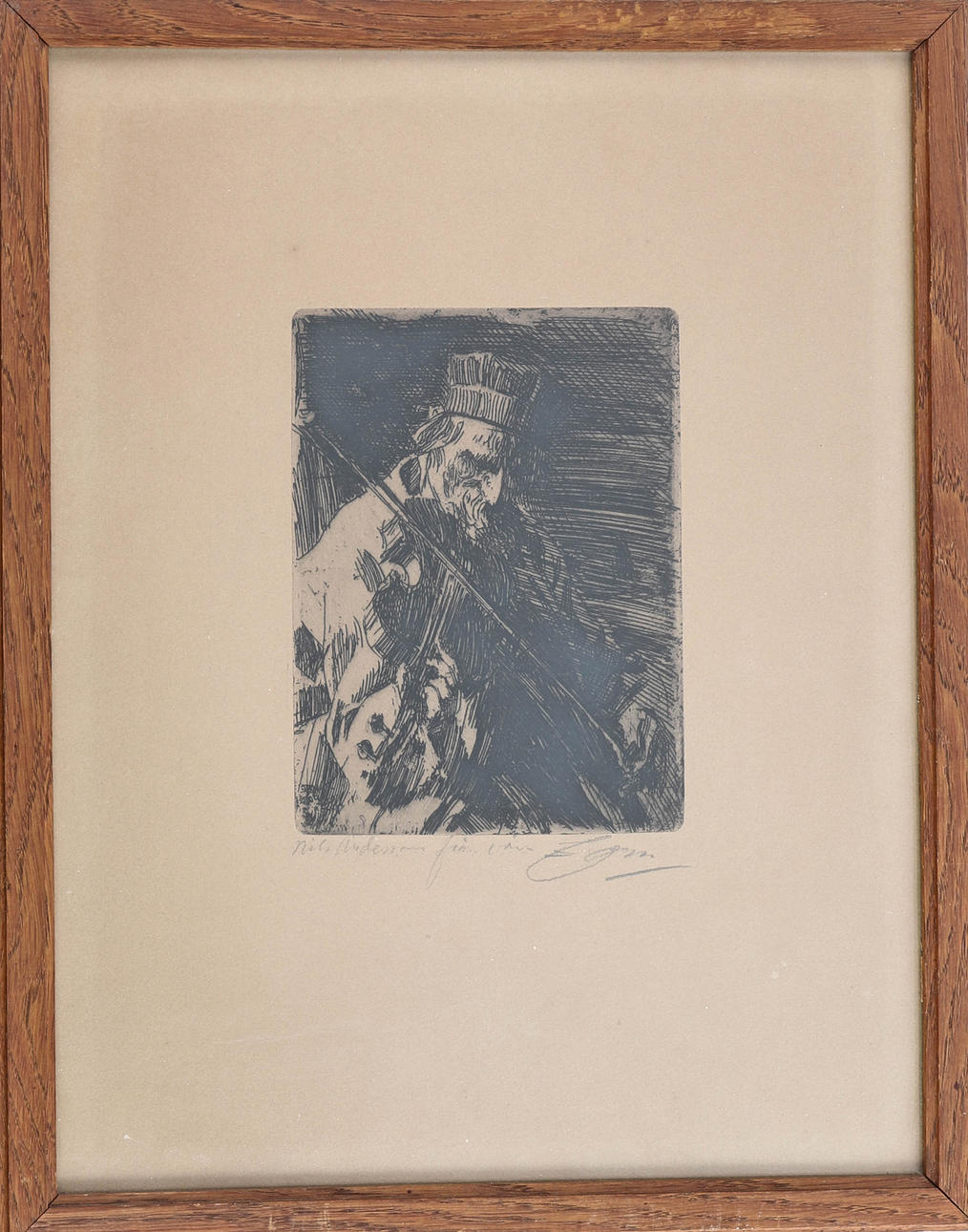 ANDERS ZORN. "Byspelman", etsning, signerad.