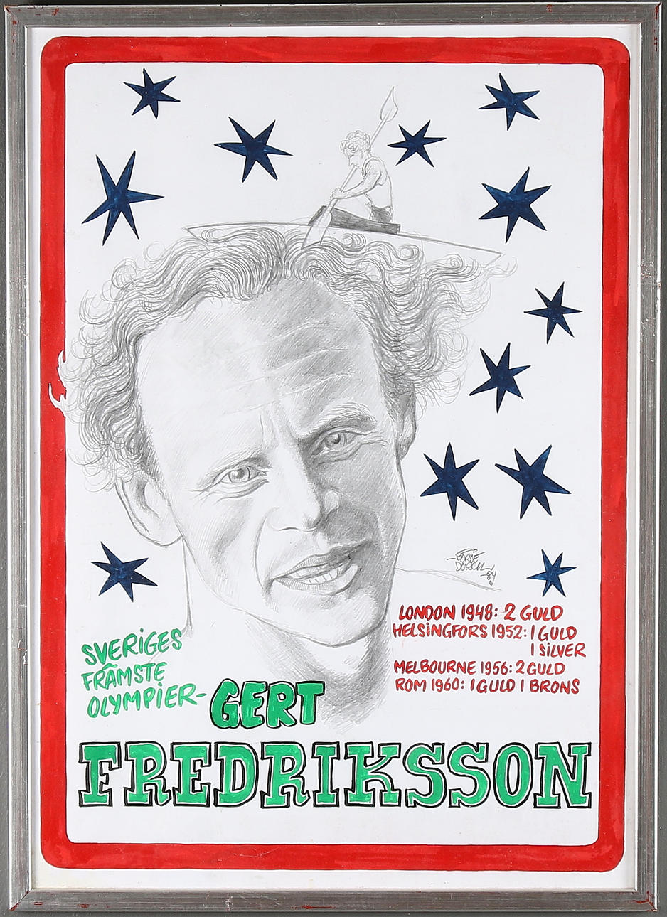 BÖRJE DORCH. Mixed media, "Gert Fredriksson" ", signed, dated -84.