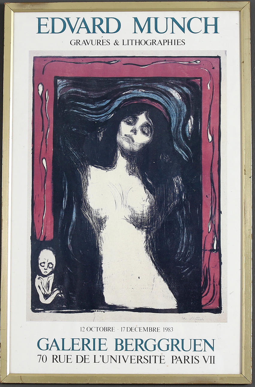 UTSTÄLLNINGSAFFISCH, Edvard Munch, Galerie Berggruen, Paris. 1983.
