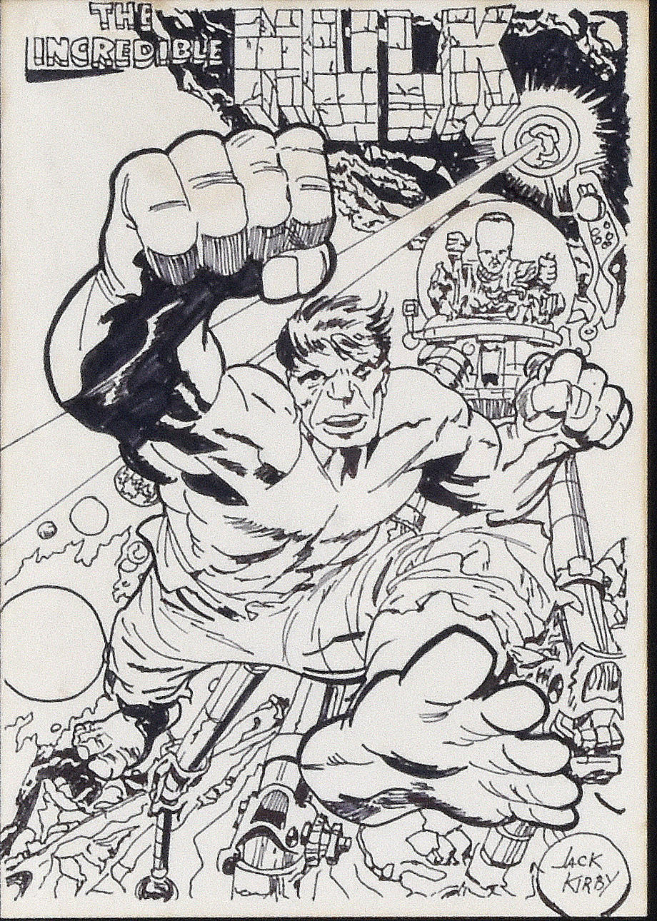 JACK KIRBY. Dibujo a pluma y tinta.