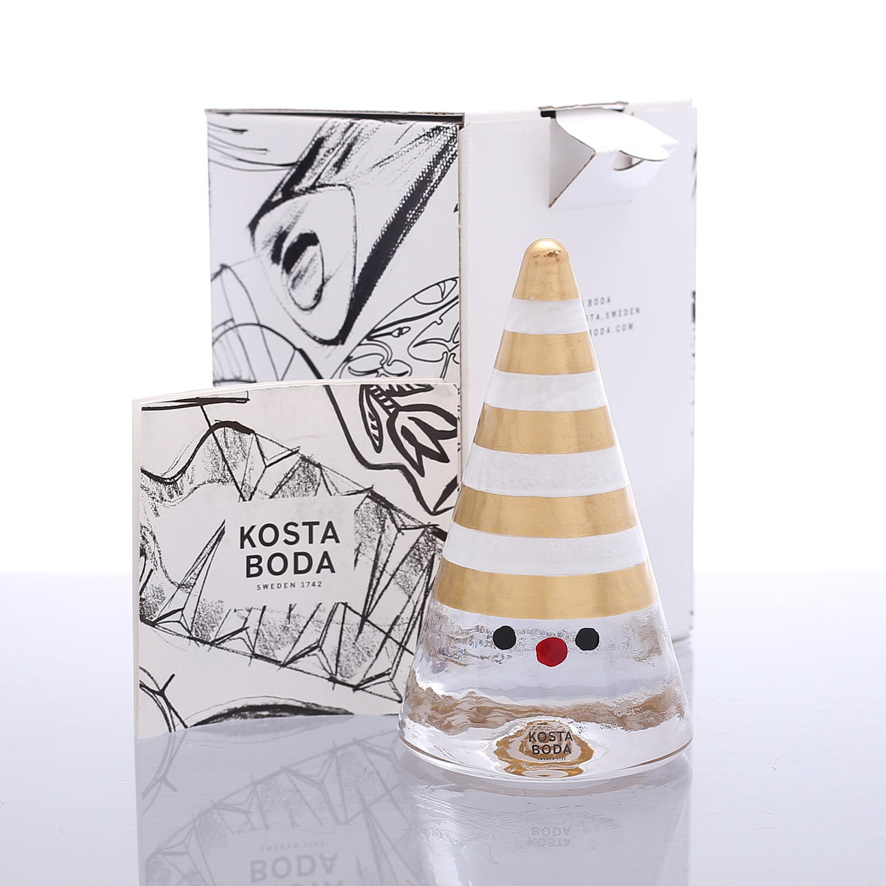 ANNA EHRNER. Santa, glass, signed, 