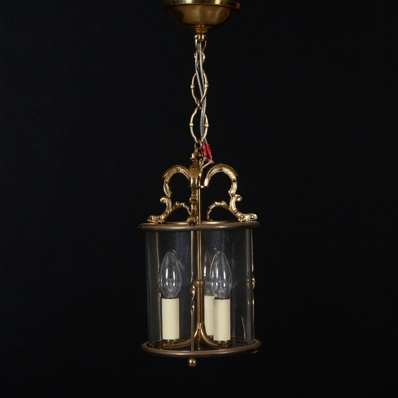 CEILING LAMP, brass, glass, 1900s.