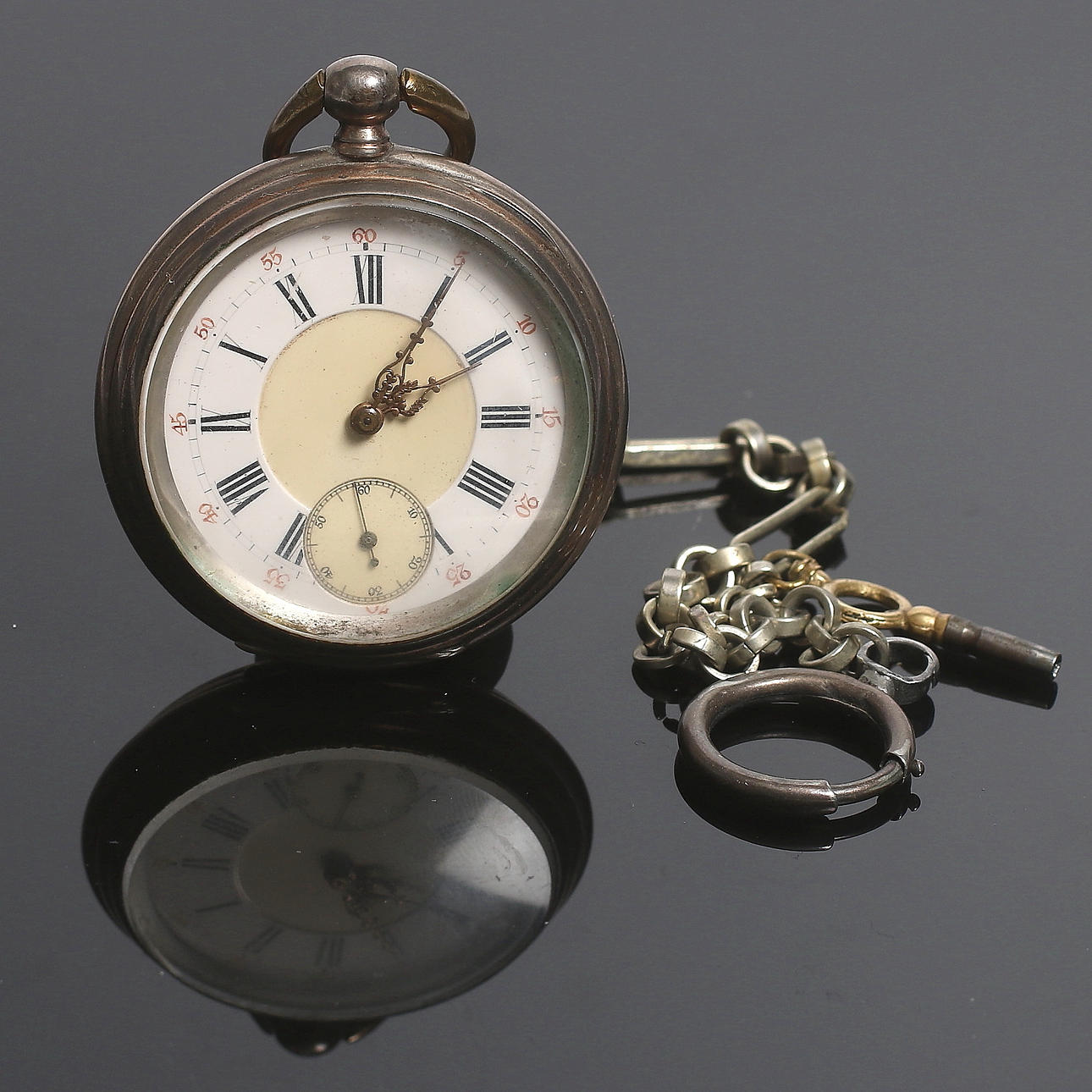 FICKUR, silver, nyckeldragare, Ancre, 1800-talets slut.