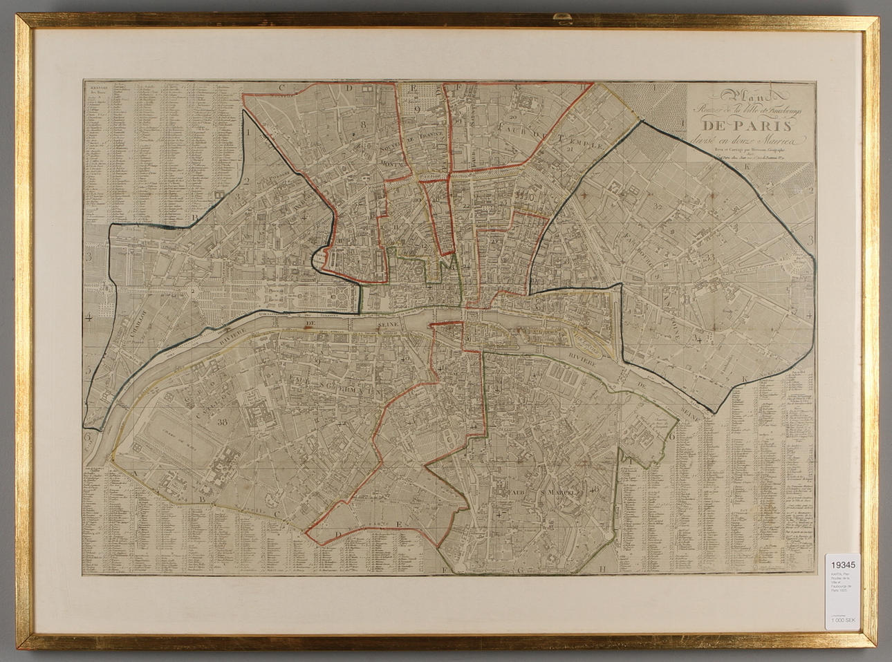 KARTA, Plan Routier de la Ville et Faubourgs de Paris 1825.