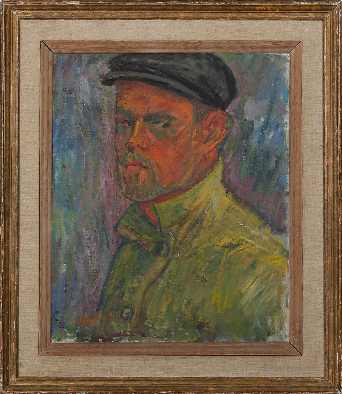 NILS BJÖRKLUND. Olja på duk. Porträtt av man. Signerad N Björklund.