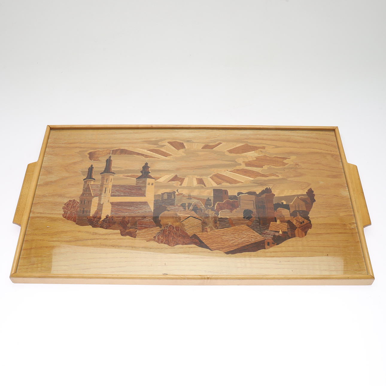 BIRGER EKMAN. tray, Mjölby Intarsia, signed.