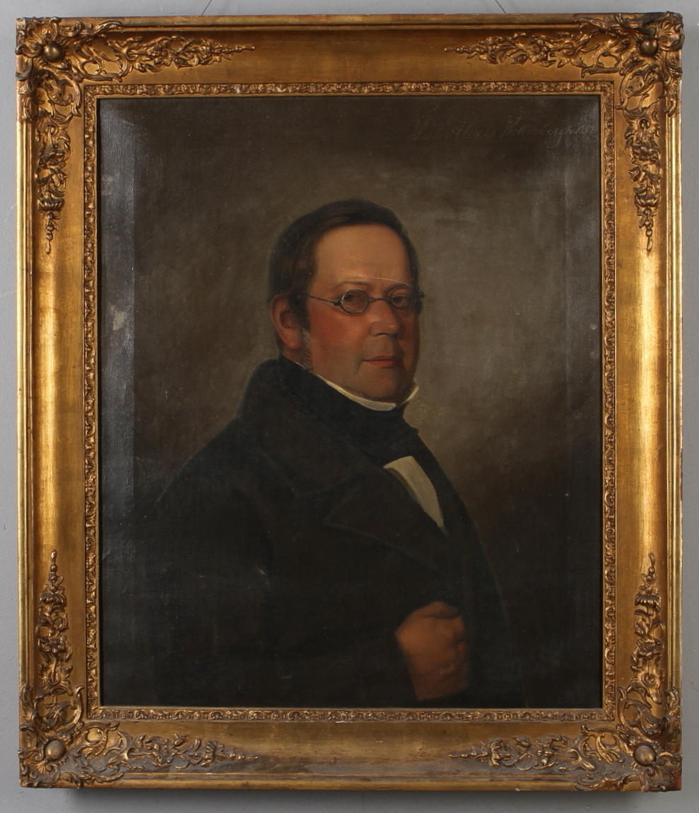 ALEXIS JULIUS WETTERBERGH. Porträtt föreställande winhandlare N.W. Ruckman, olja på duk, sigenrad.