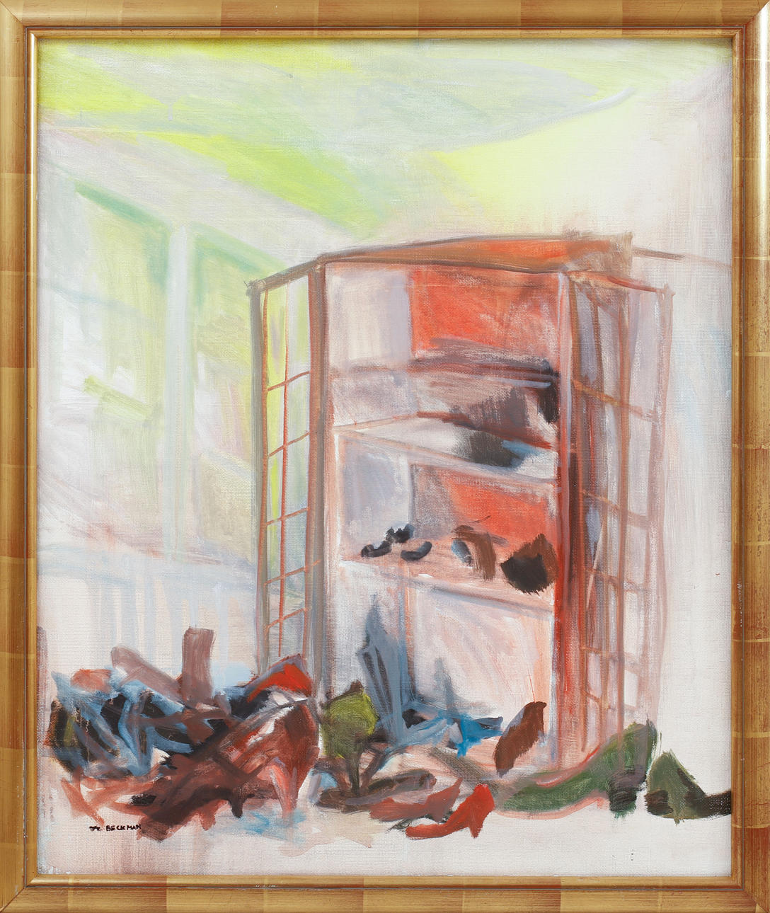 INGER BECKMAN. "Shoes", oil on canvas, signed.