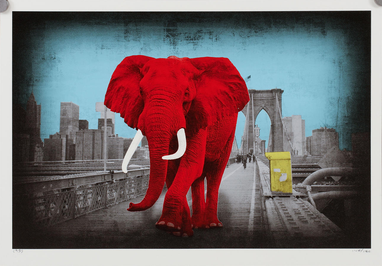 LARS TUNEBO. "Tripping on Brooklyn Bridge", pigment print, signerad och numrerad 148/180.