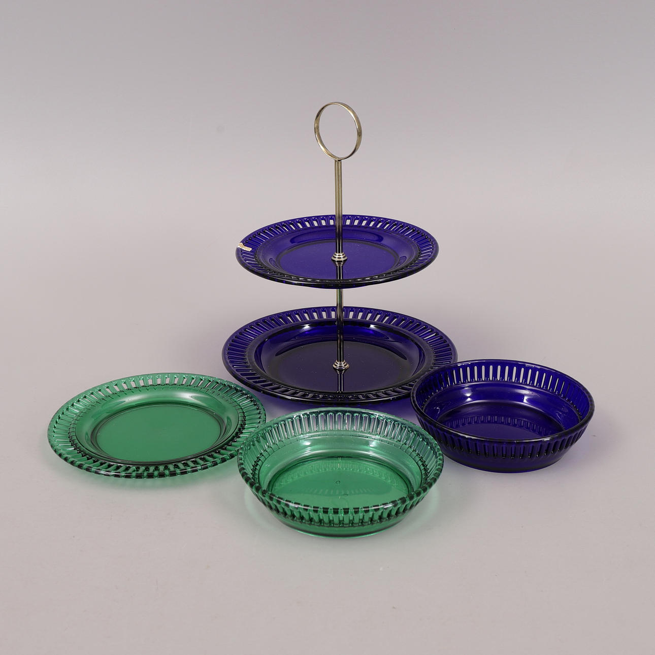 OBJETOS DE VIDRIO, 4 partes, Filigrana, Tornillo de oro.