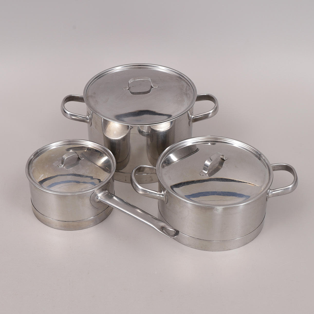 POTS, stainless steel with brass base, Olofström.