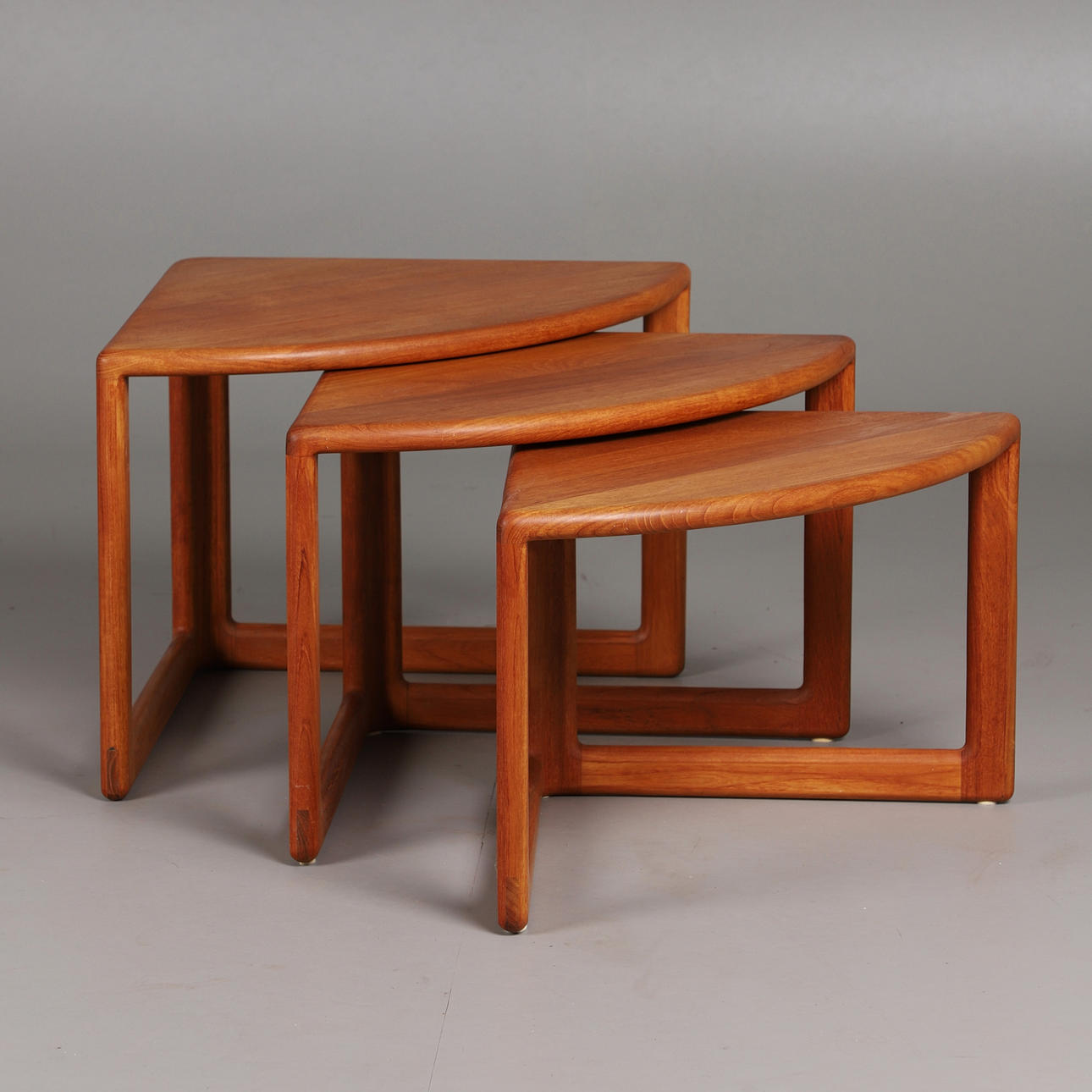 Niels Bach, three nesting tables / side tables, teak, 1970s, Denmark (3).