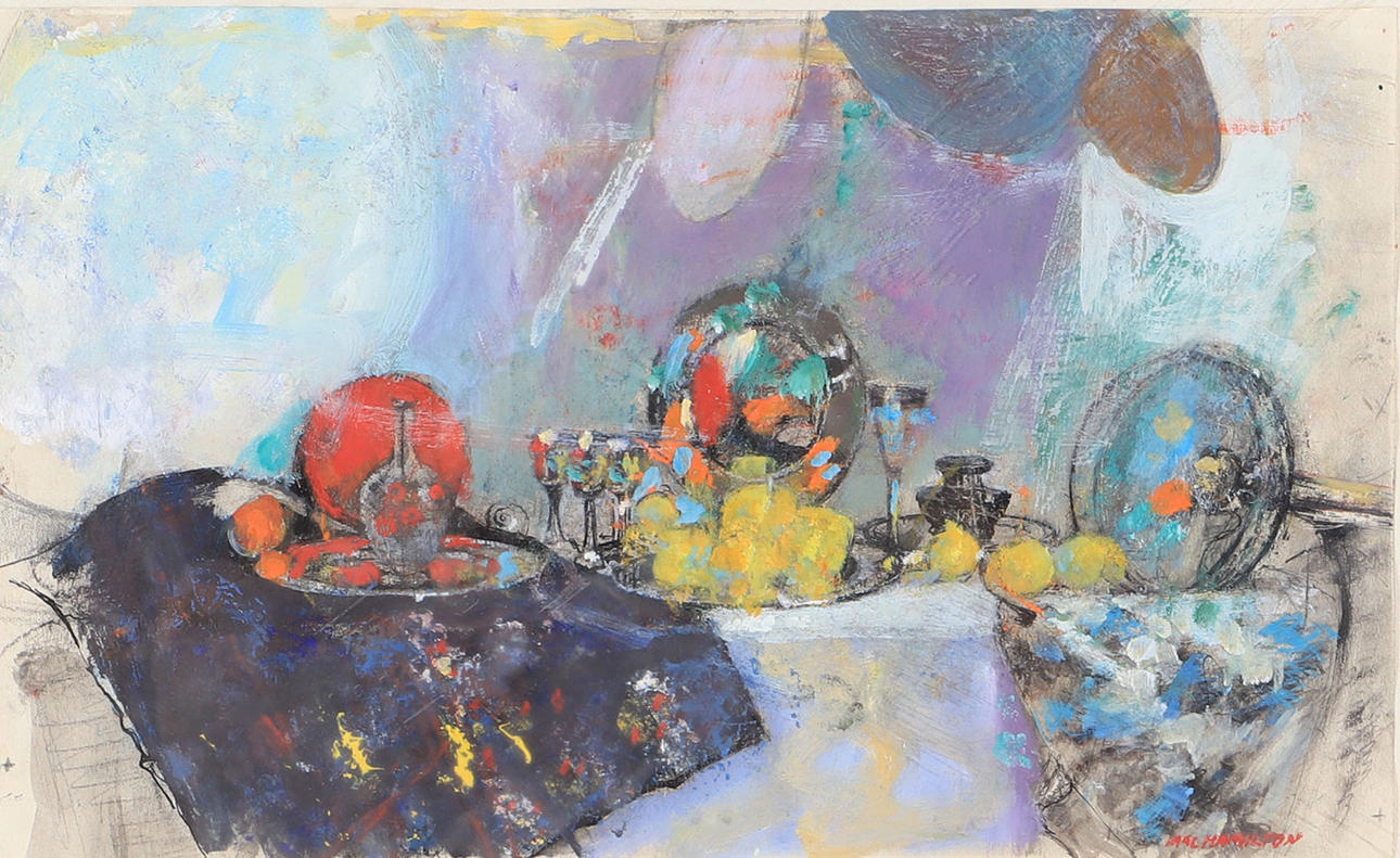 MAC HAMILTON. Stilleben, blandteknik, signerad. Konst - Måleri - Auctionet