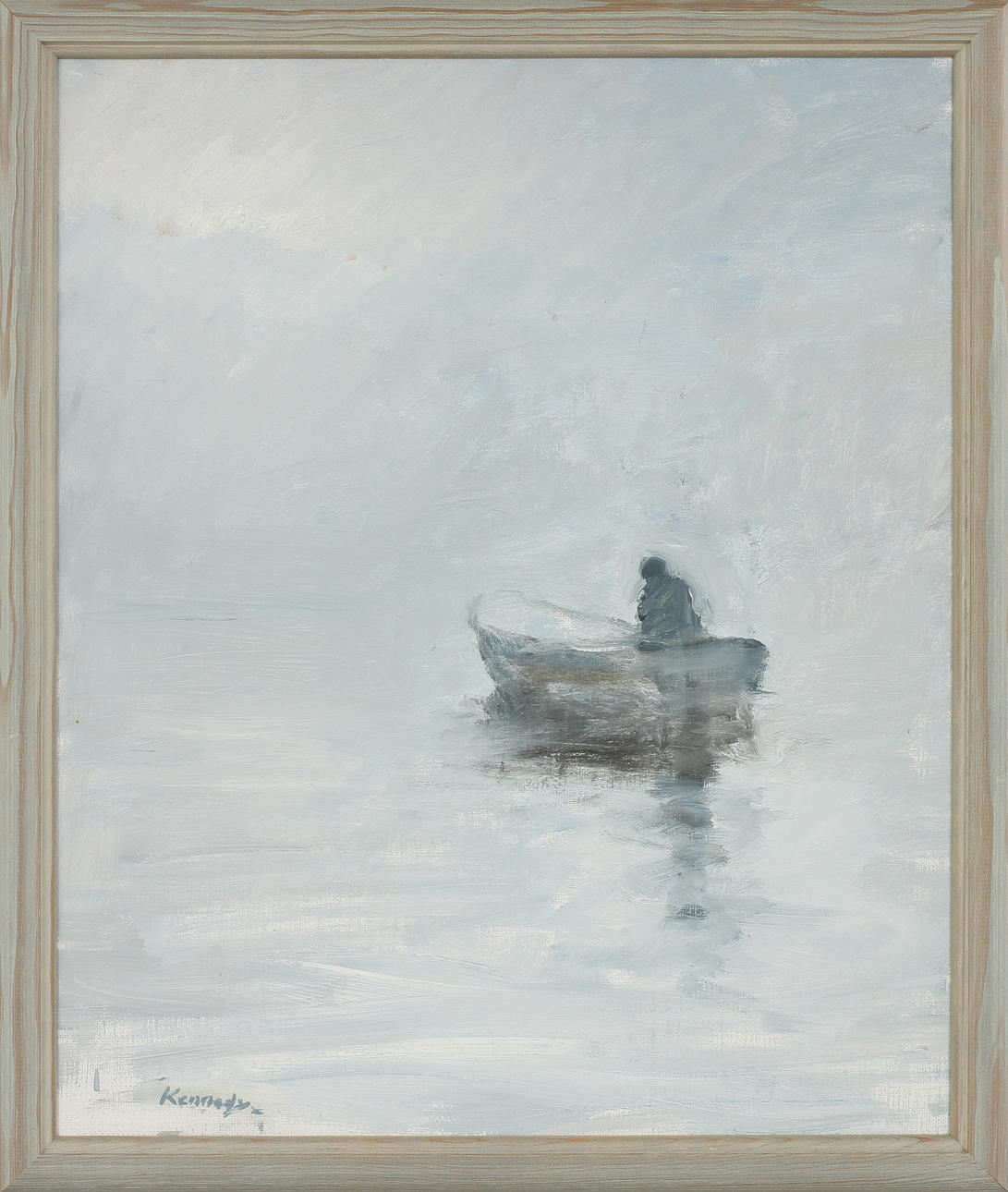 PETER KENNEDY. Fiskare i eka, olja på duk, signerad.