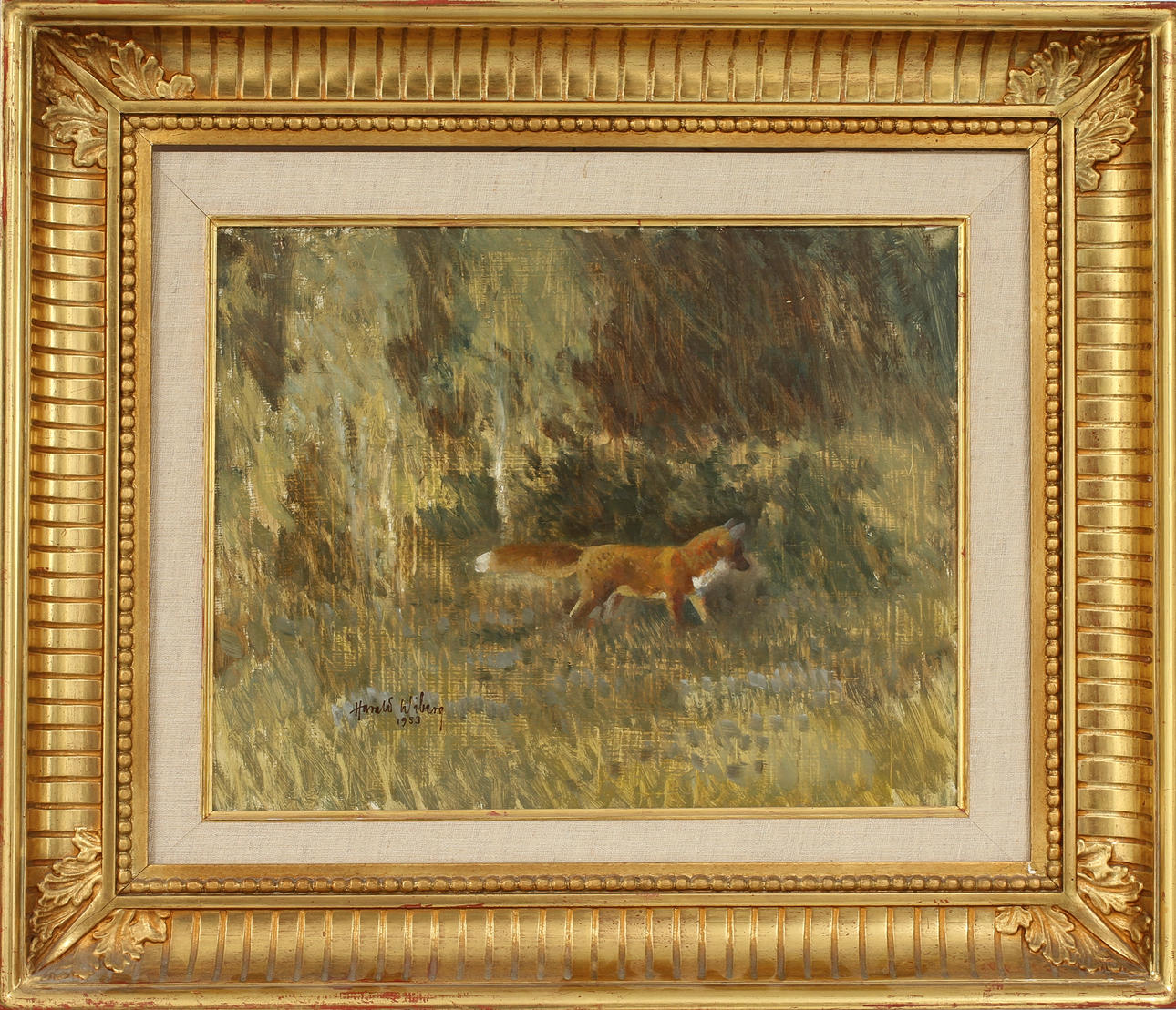 HARALD WIBERG. Räv olja på pannå, signerad och daterad 1953.