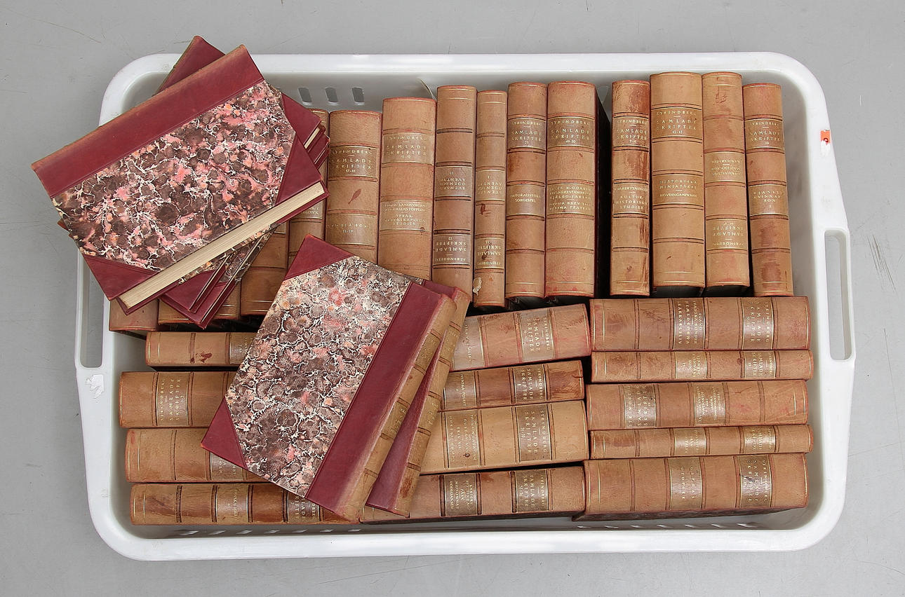 BÖCKER, 33 band, August Strindbergs samlade skrifter, Albert Bonnier, 1910-tal.