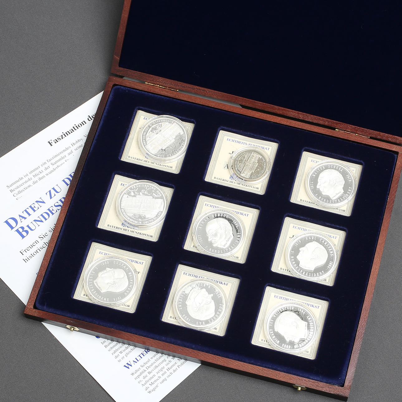 SAMMLERMÜNZEN, 9 Stück, Silber, Bundespräsidenten.