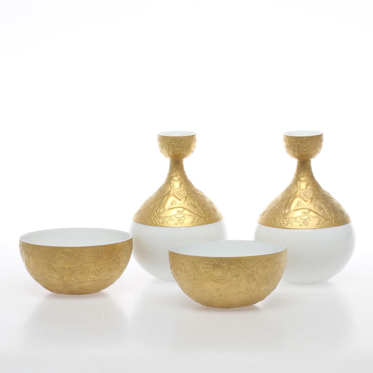 PORSLIN, 4 delar, "Zauberflöte Sarastro", Björn Wiinblad, Rosenthal.