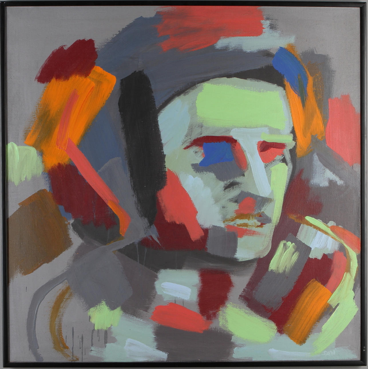 SAN LUNDBERG. Ansikte, olja på duk, signerad.