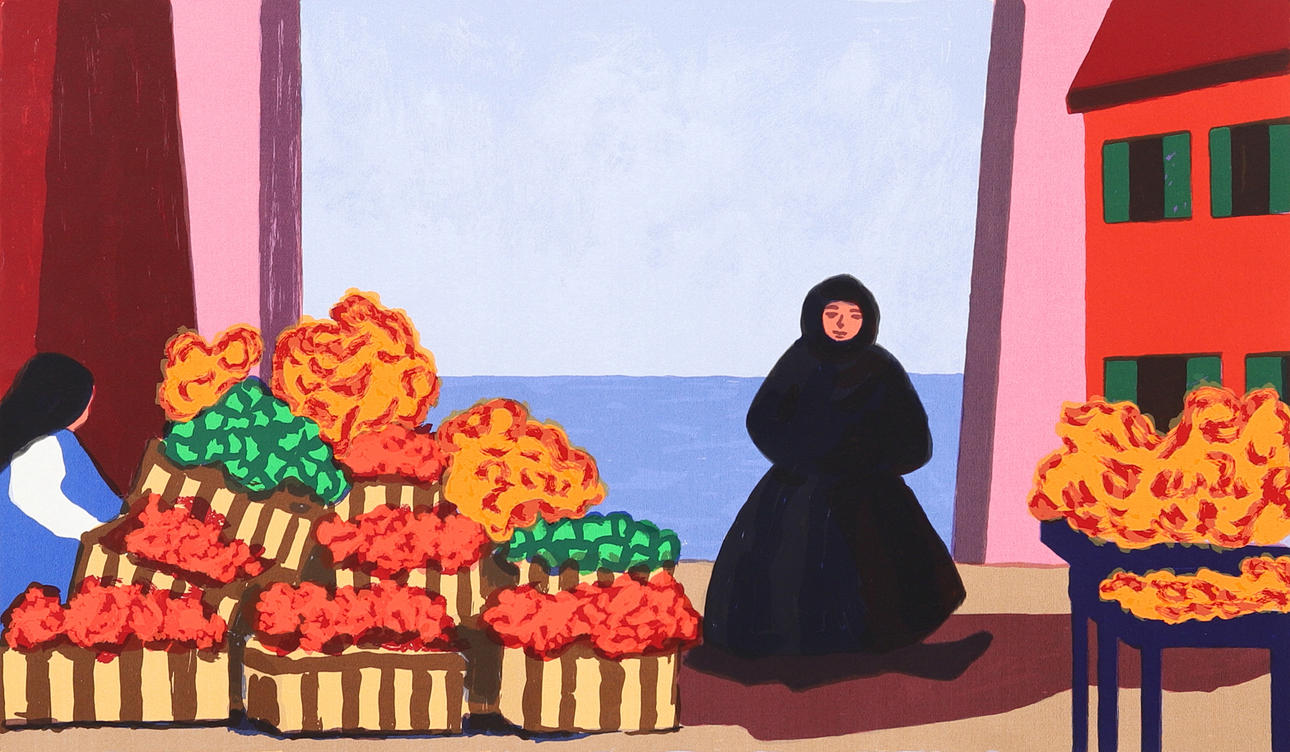 LARS NORRMAN. Mexican woman in black, color lithograph no XVI/XL