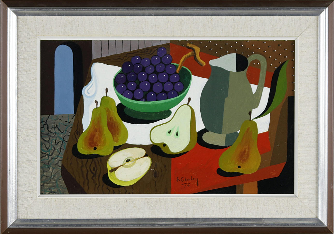 ERIK CEDERBERG. Tempera, still life with pears, signed.