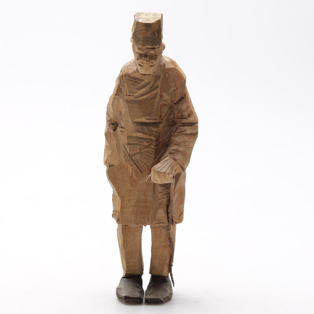 AXEL "DÖDERHULTARN" PETERSON. Sculpture, man with cane, signed.