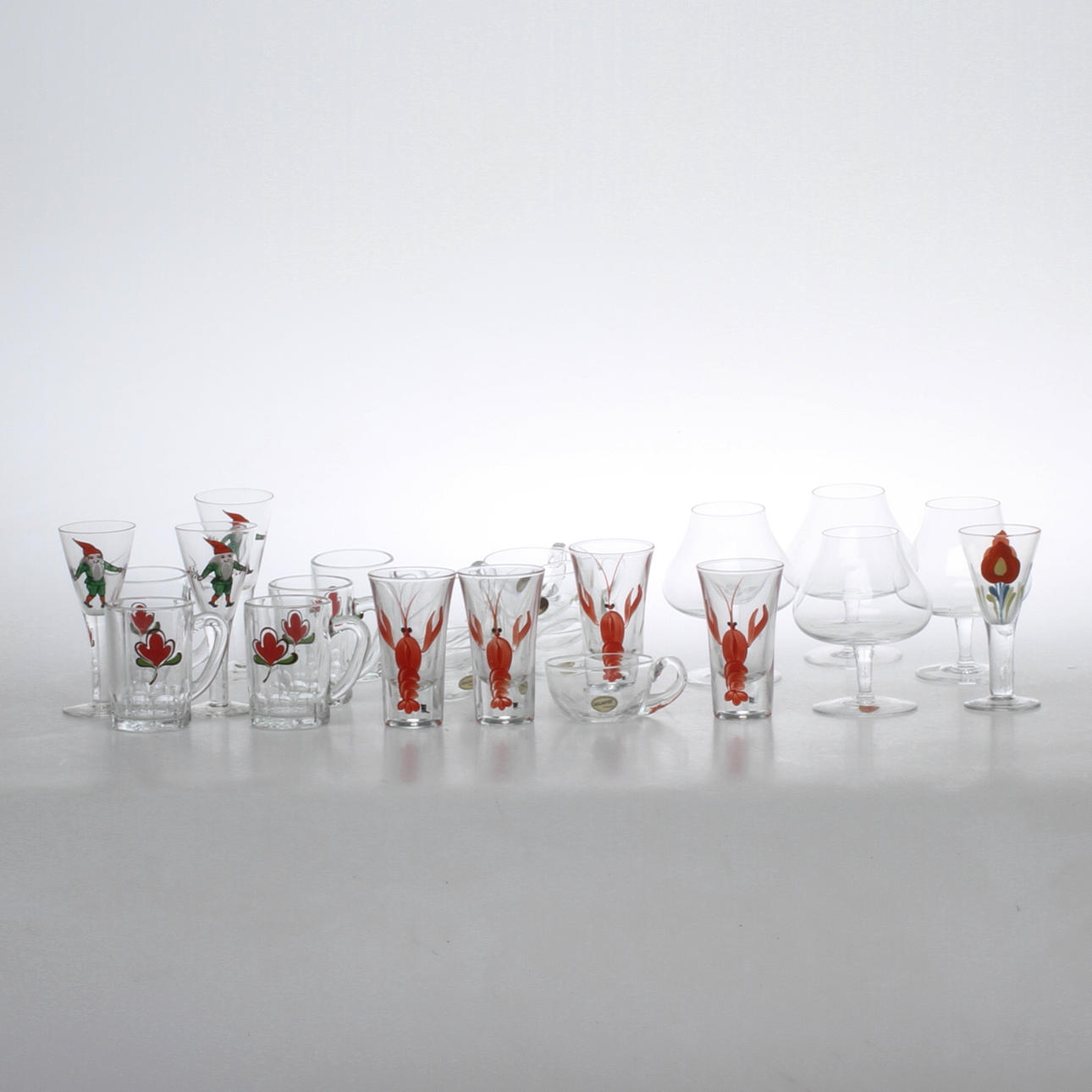 PARTI GLAS, 23 st, bland annat konjakskupor Orrefors, punschmuggar Reijmyre.