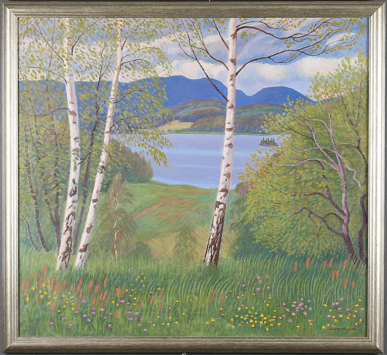 IVAN BERGDAHL. Olja på duk,"Sommardag Sund Nordingrå", Signerad, daterad 2007.