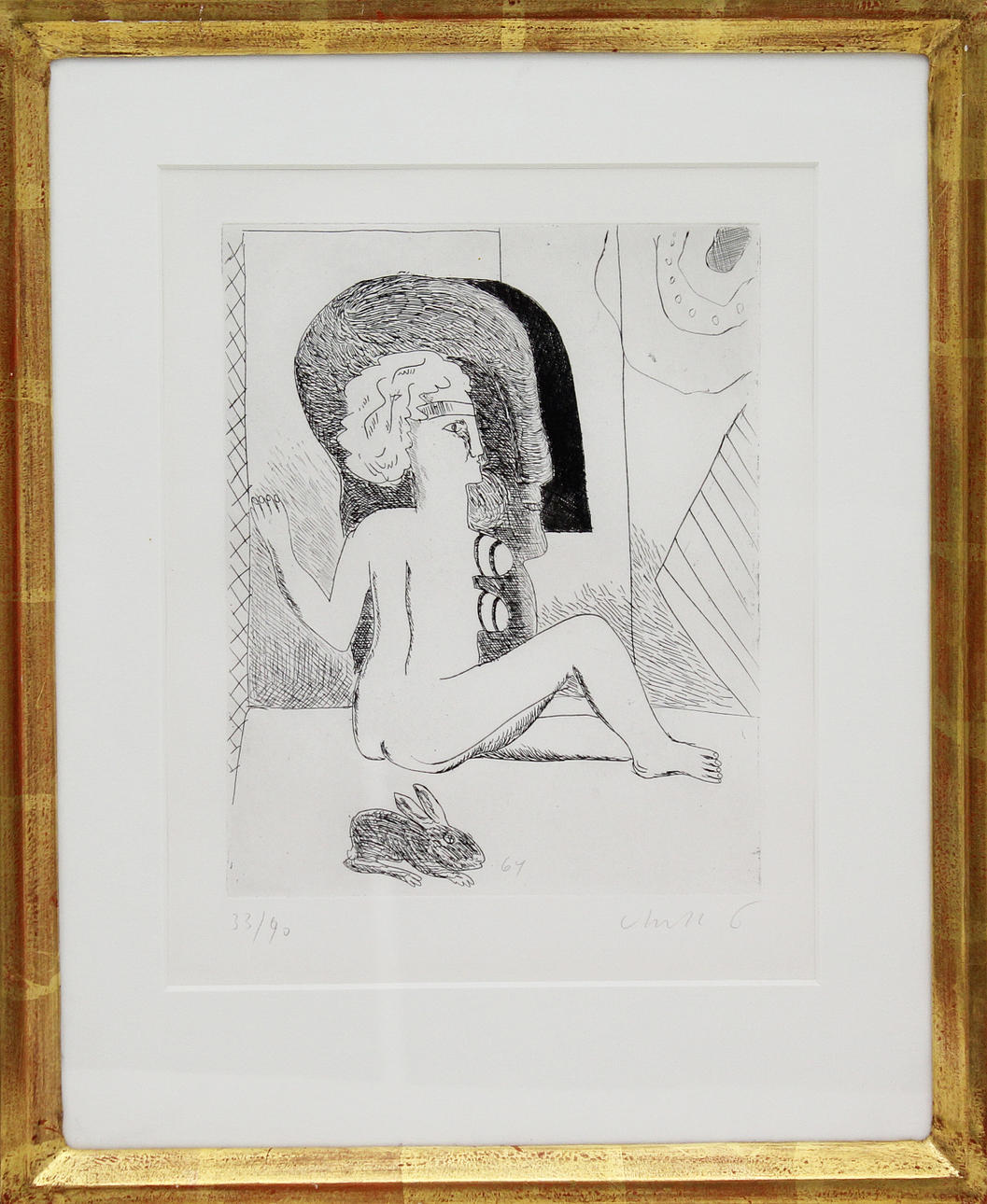 HORST ANTES. Surrealistisk komposition. Etsning. Signerad. 33/90.