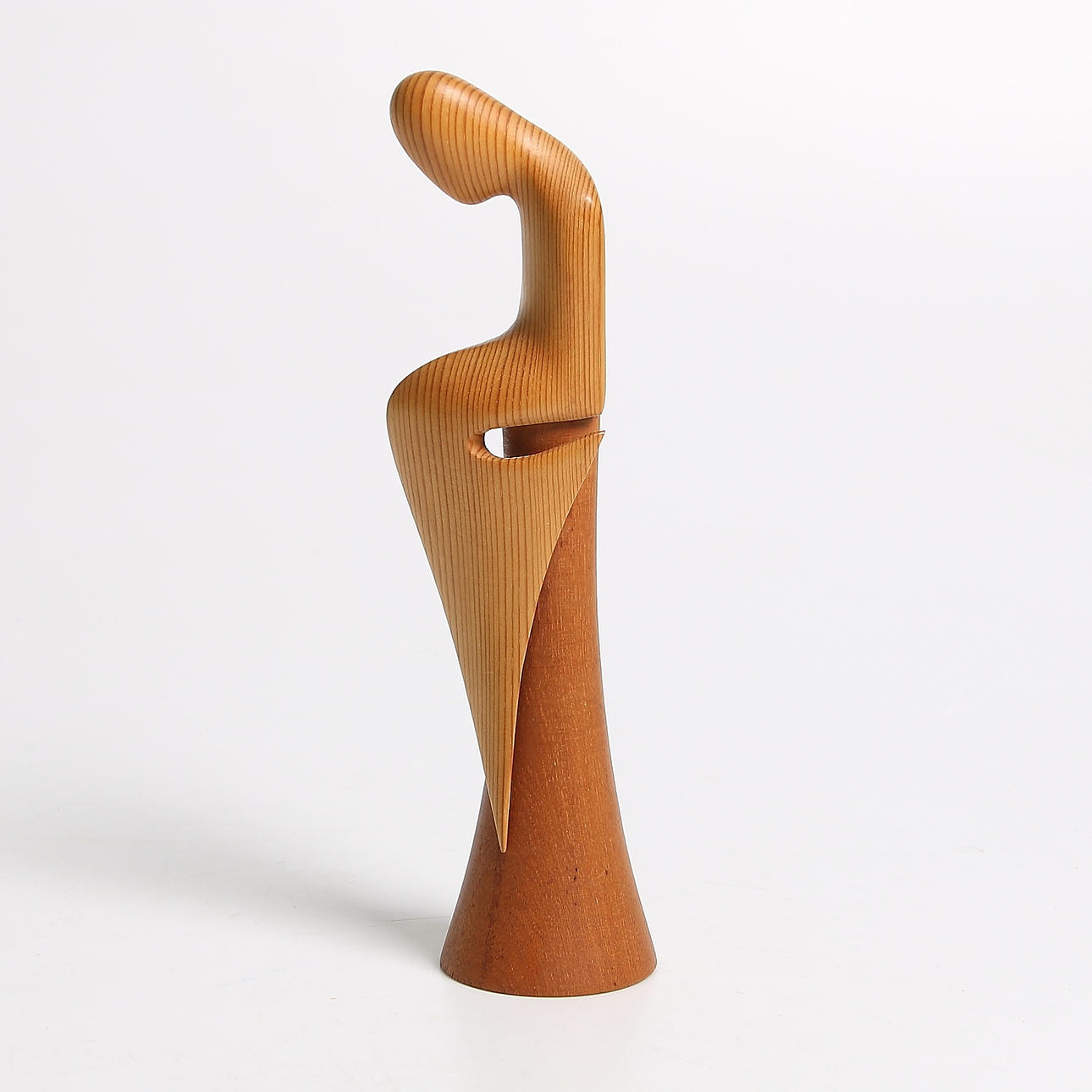 JOHNNY MATTSSON. Träskulptur, "Sjöjungfrun", monogramsignerad, JM. 1954. Samt bok.