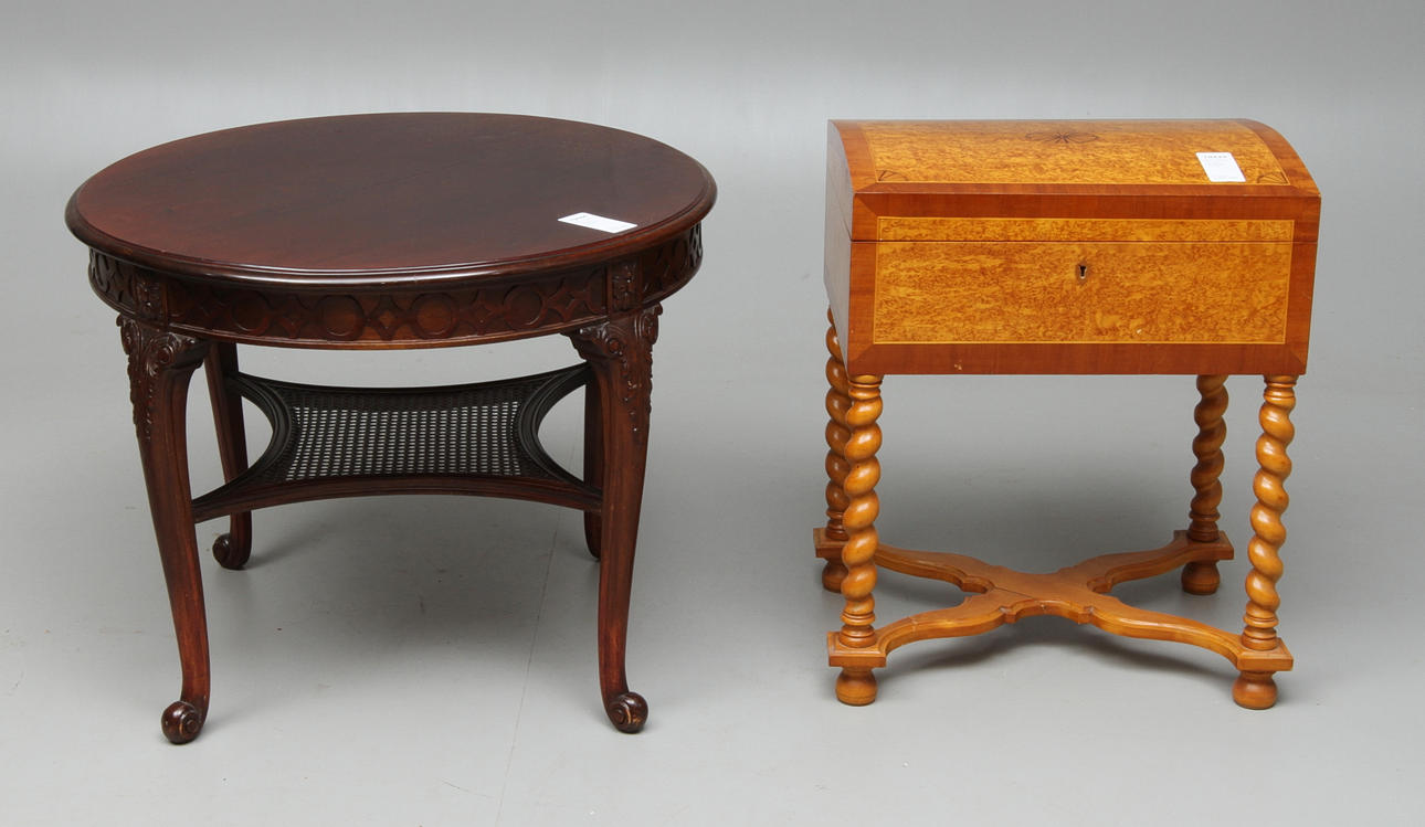 BESTICKSSCHATULL, på benställning, SOFFBORD, 1900-tal.