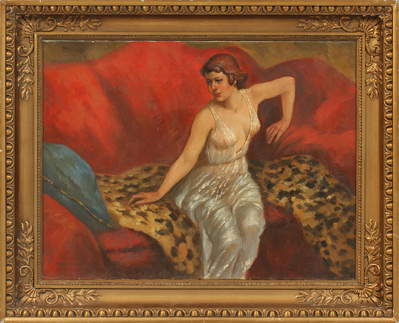 ANTONI MICHALAK. Porträtt, olja på duk, signerad.