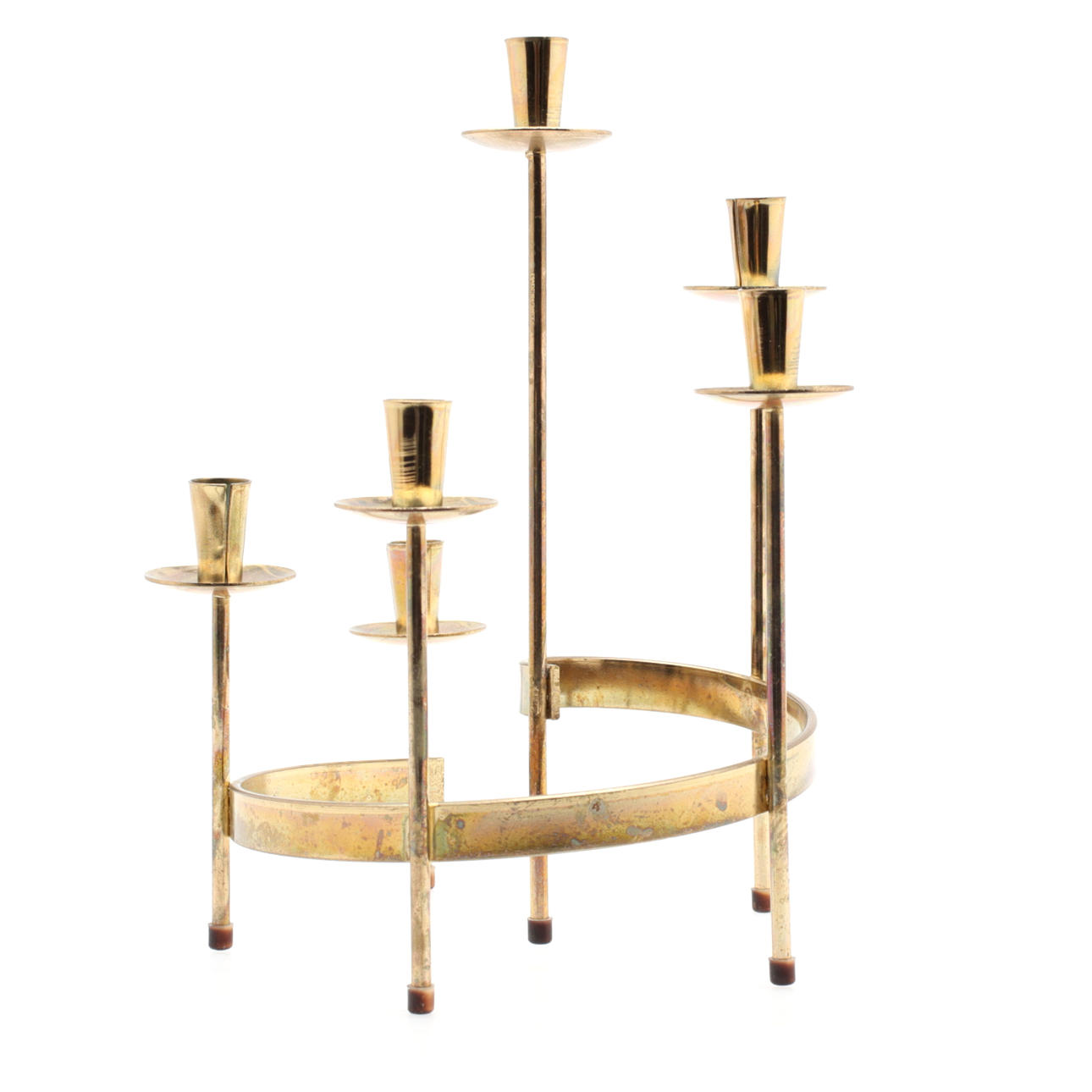 GUNNAR ANDER. Lysestage, messing, Ystad Metall, 1900-tallet.