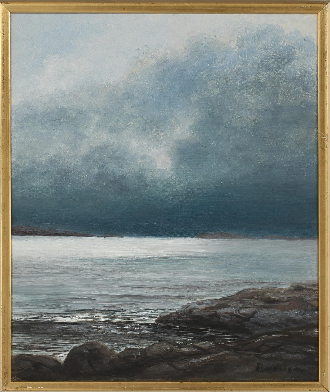 ARNOLD LINDBLOM. Landskapsmotiv, olja på duk, signerad.